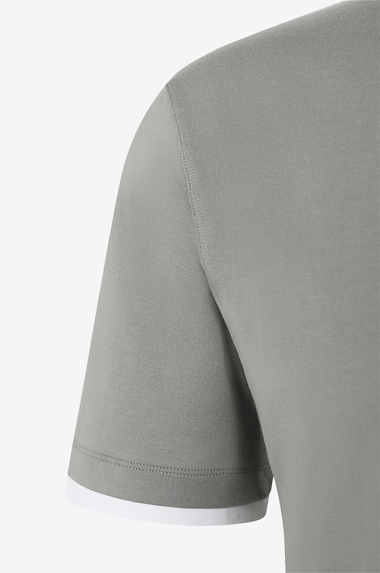 BRUNELLO CUCINELLI Slim Fit layer style polo shirt in jersey Men GREEN 3