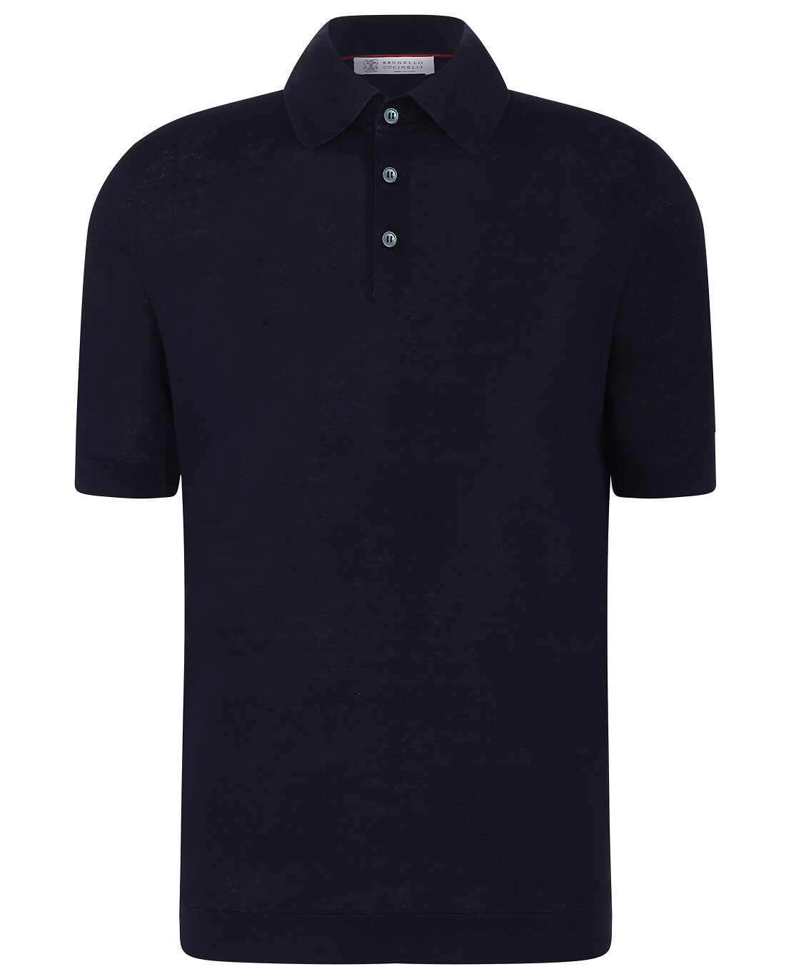 BRUNELLO CUCINELLI Strick-Polohemd aus Baumwolle und Leinen mit Kontrast-Detail Herren DUNKELBLAU 1