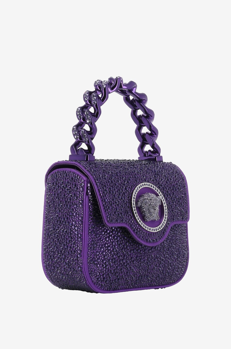 VERSACE La Medusa Mini crystal and satin handbag Women PURPLE 2