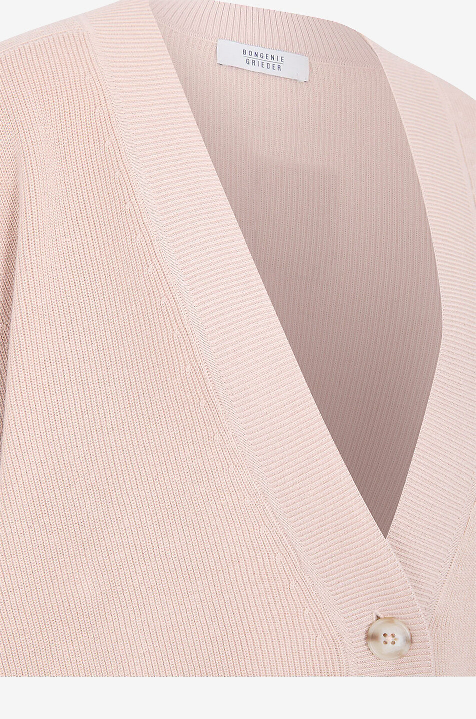 BONGENIE Weiter Baumwoll-Rippstrick-Cardigan mit V-Ausschnitt Damen Hellbeige 3