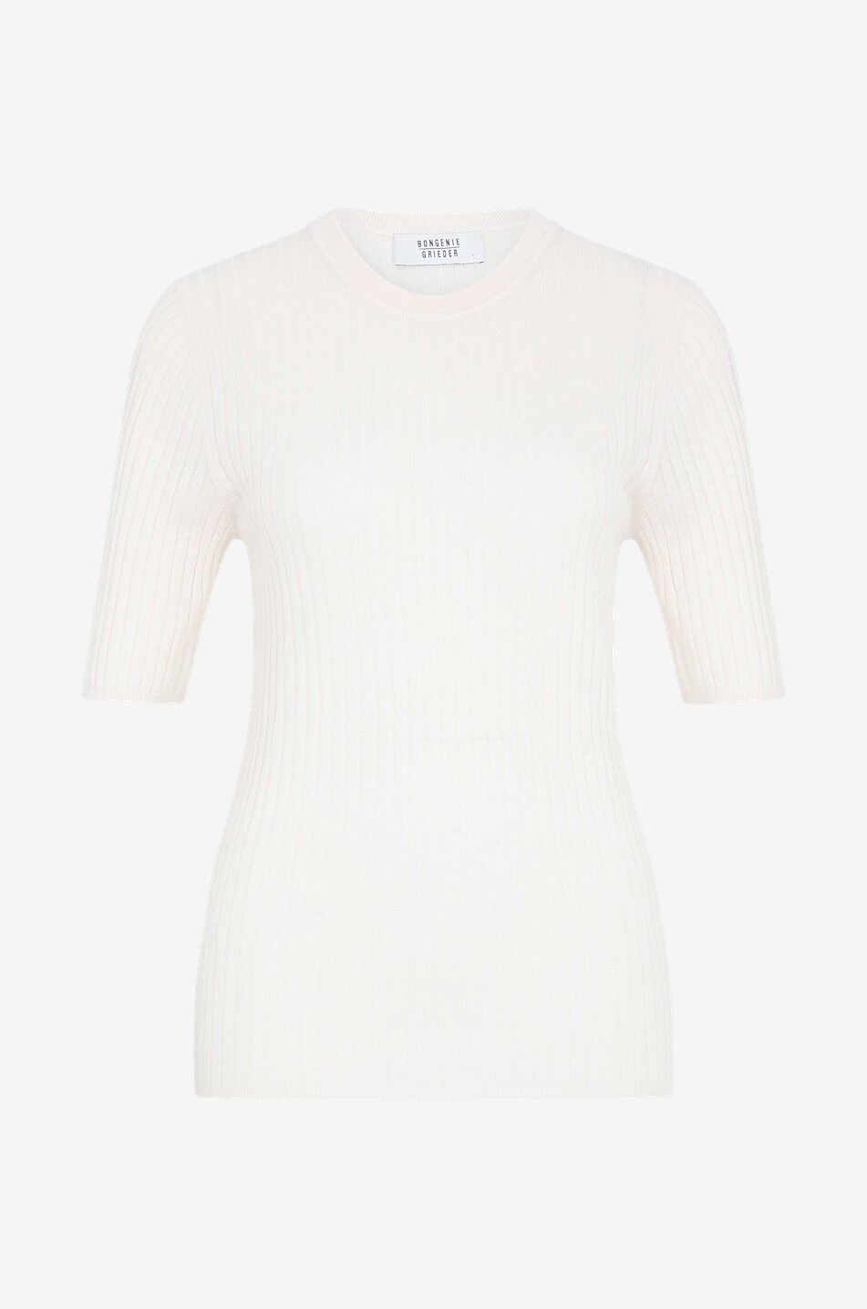 Rippstrick-Pullover aus Seide und Kaschmir mit kurzen Ärmeln