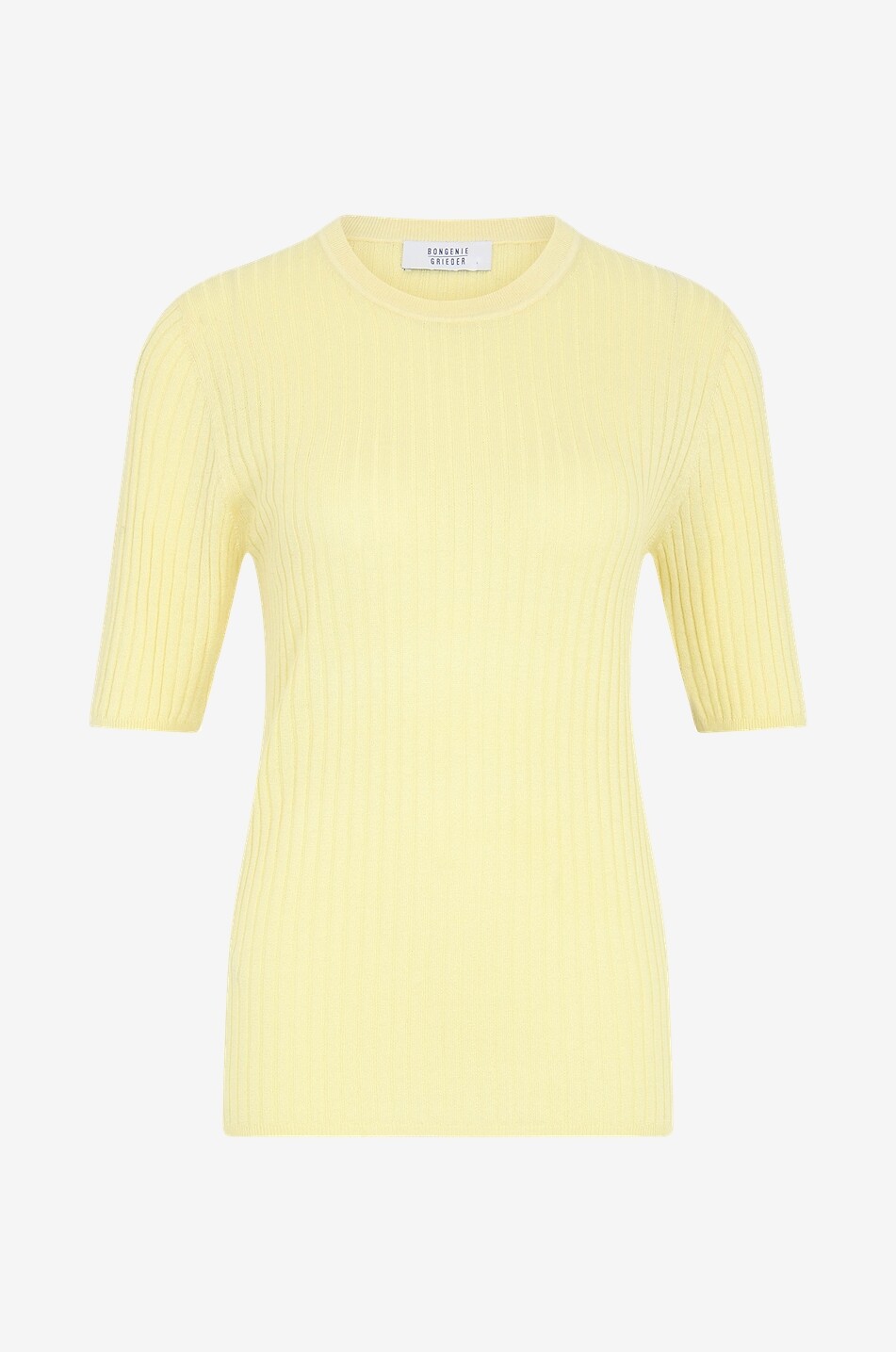 Short-sleeved rib knit silk and cashmere jumper