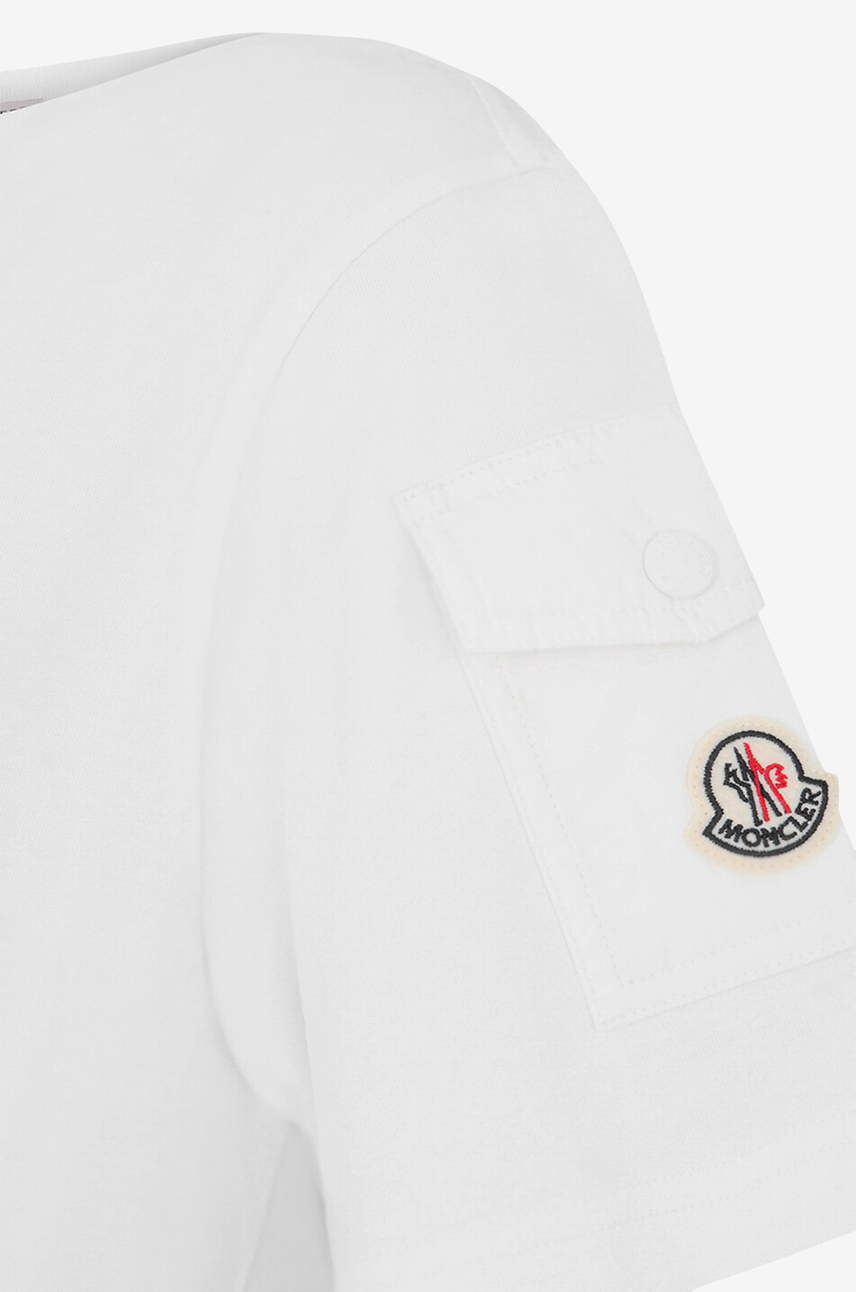 MONCLER Ausgestelltes Materialmix-T-Shirt mit Tunnelzug Damen CREMEFARBEN 3