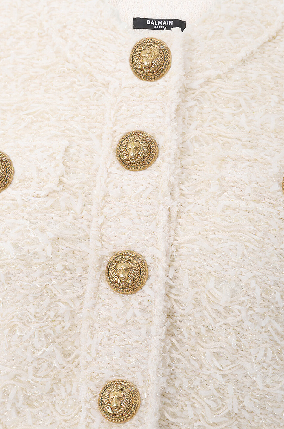 BALMAIN Glittering tweed effect knit suit jacket Women EGGSHELL 3