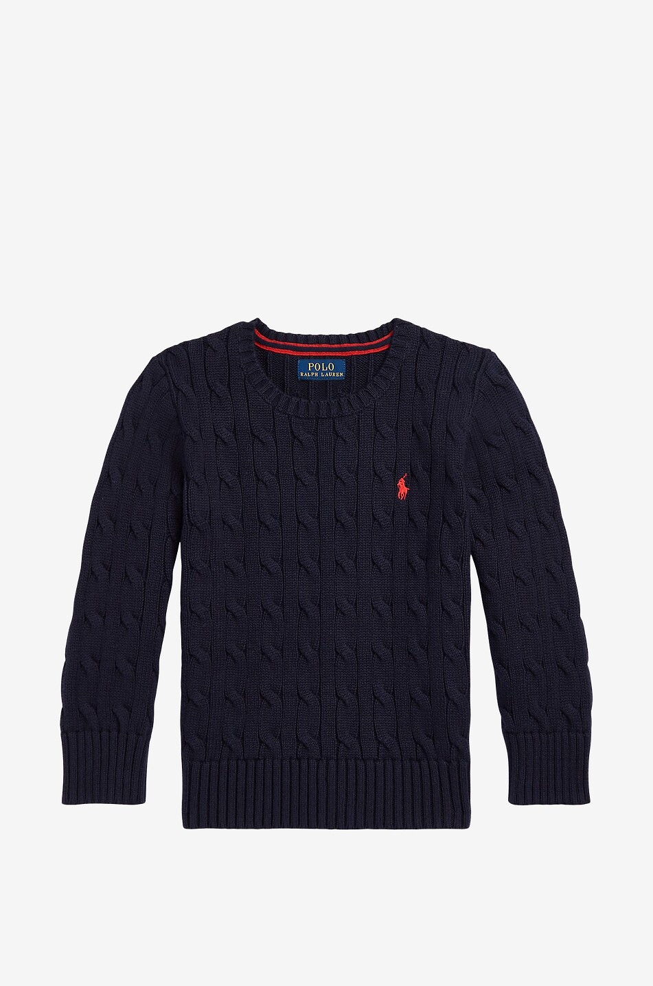 Jungen-Rundhalspullover im Zopfstrick Pony
