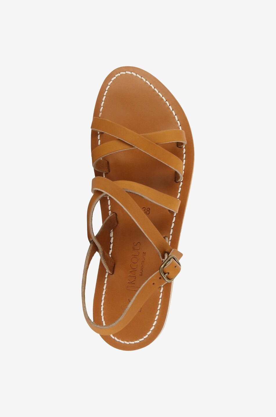 K JACQUES Sandales plates en cuir Talara Femme CAMEL 5