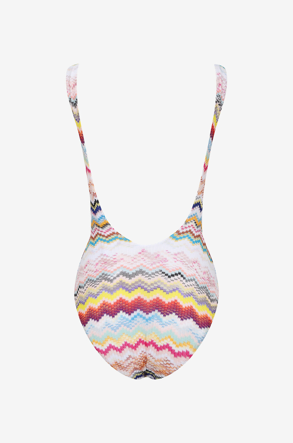Zigzag patterned knit one-piece swimsuit