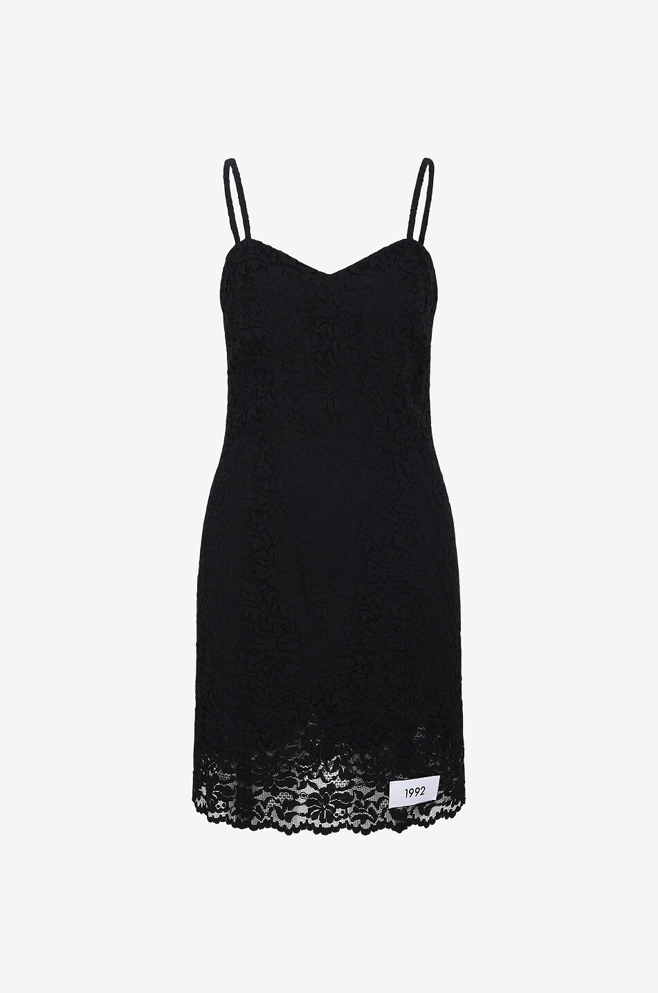 DOLCE & GABBANA Figurbetontes Mini-Trägerkleid aus Spitze 1992 Damen SCHWARZ 1