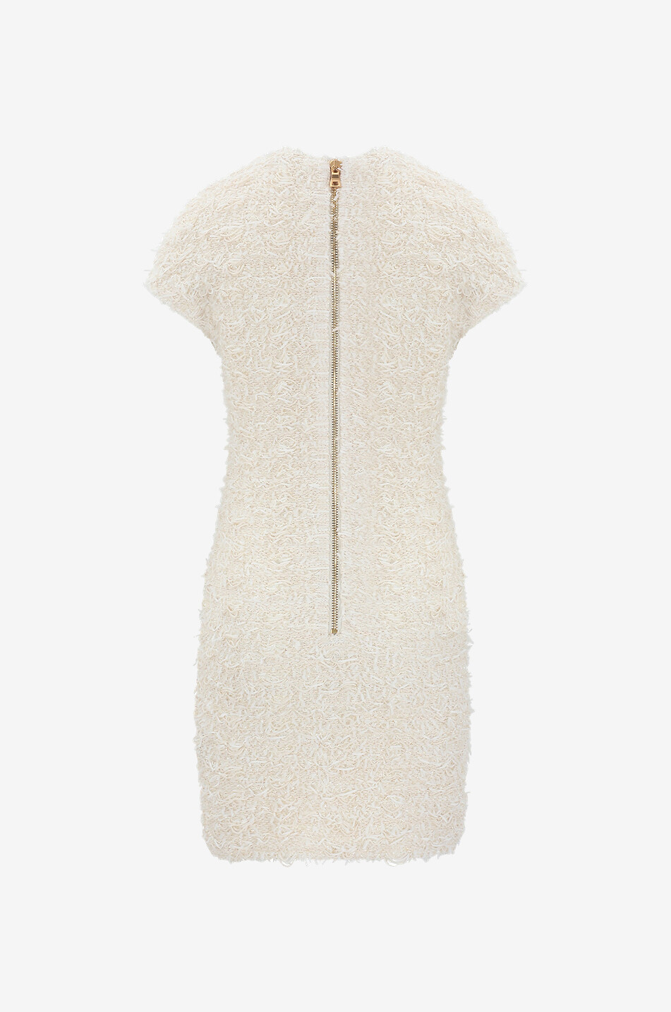 BALMAIN Glittering tweed effect knit mini dress Women EGGSHELL 2