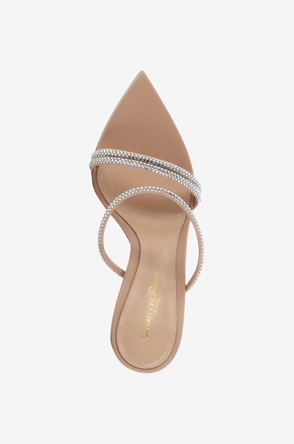 Mules à talon scintillantes en daim et cuir Cannes 105