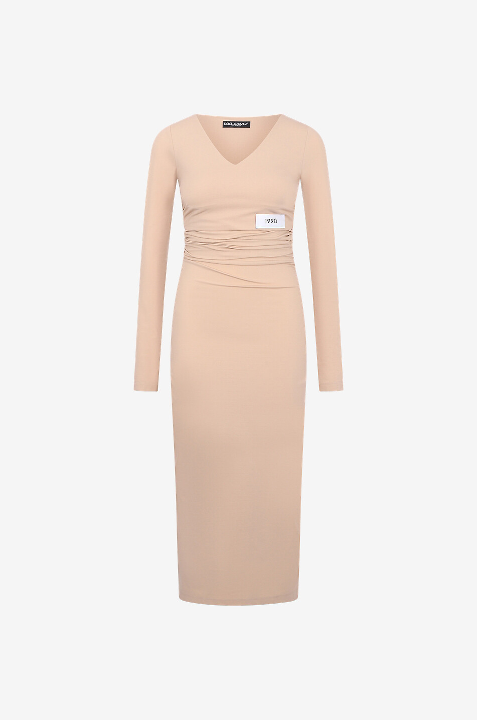 DOLCE & GABBANA Robe mi-longue moulante à découpe en jersey Milano KIM D & G Femme BEIGE 1