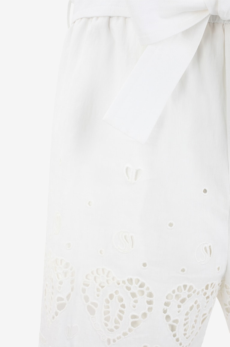 STELLA McCARTNEY Shorts aus Baumwolle und Leinen mit Lochstickereien S-Wave Damen WEISS 3