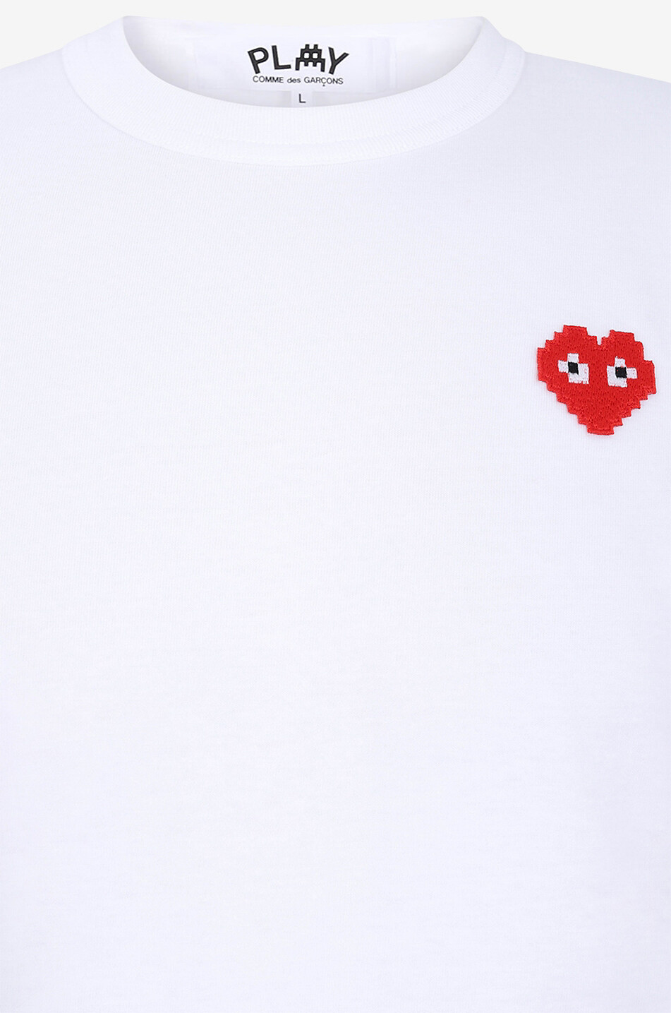 COMME DES GARCONS PLAY T-shirt à manches courtes brodé Pixelated Heart Homme BLANC 3