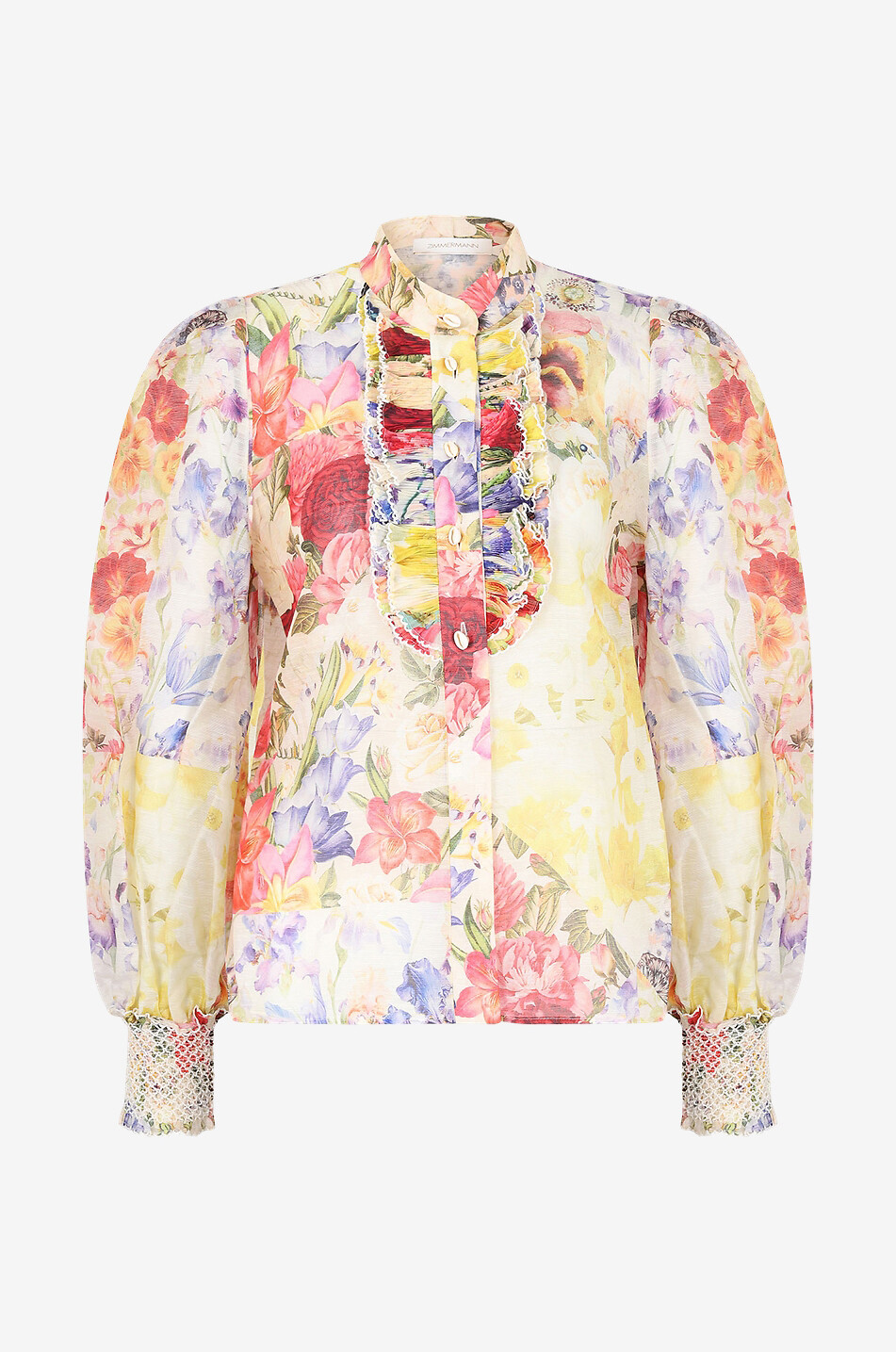 ZIMMERMANN Blouse en gaze à jabot Wonderland Tuxedo Femme MULTICOLORE 1