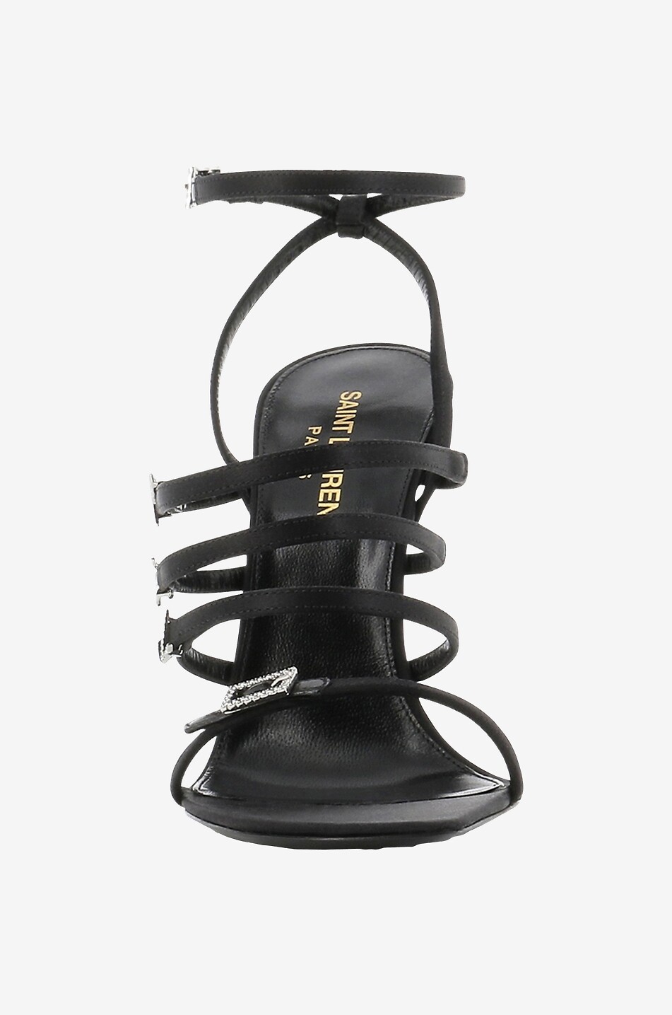 SAINT LAURENT PARIS Jerry 110 heeled satin and crystal sandals Women BLACK 2