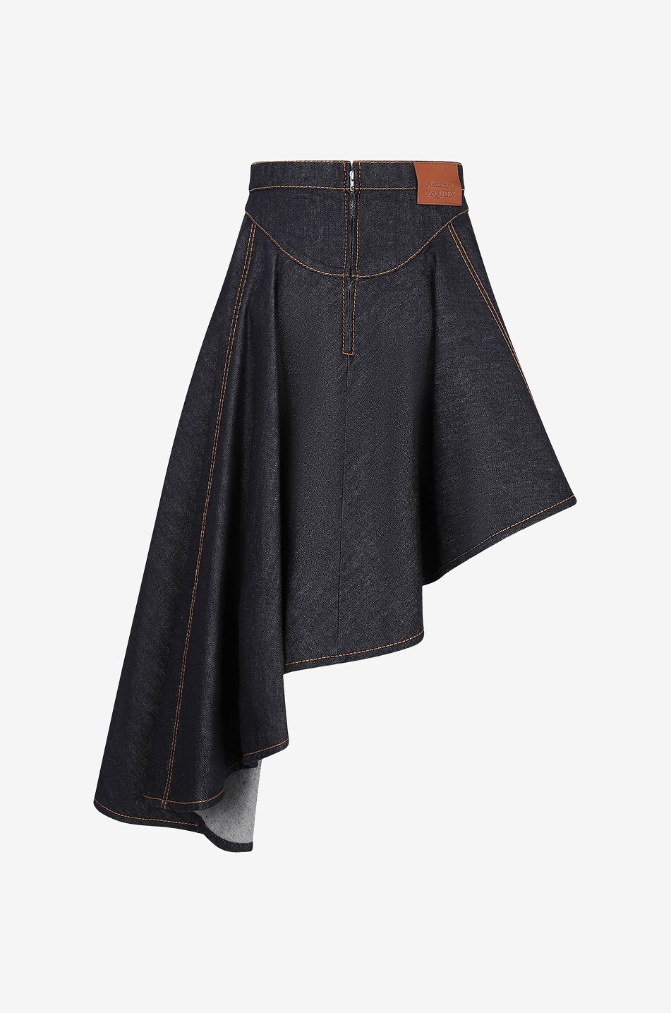ALEXANDER McQUEEN Jupe drapée asymétrique en denim Femme BLEU FONCE 2