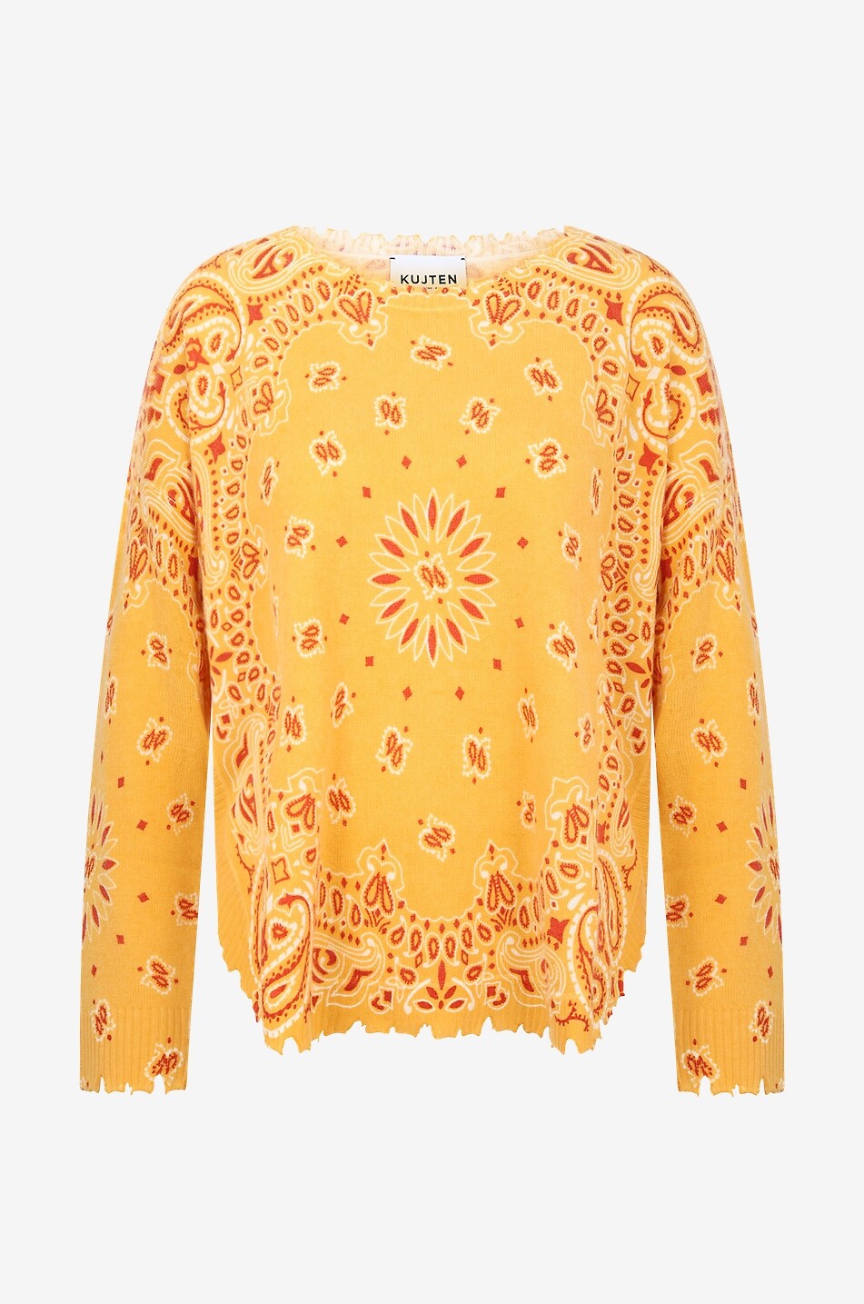 KUJTEN Pullover mit Rundhalsausschnitt aus Kaschmir Mela Bandana Bico Damen ORANGE 1