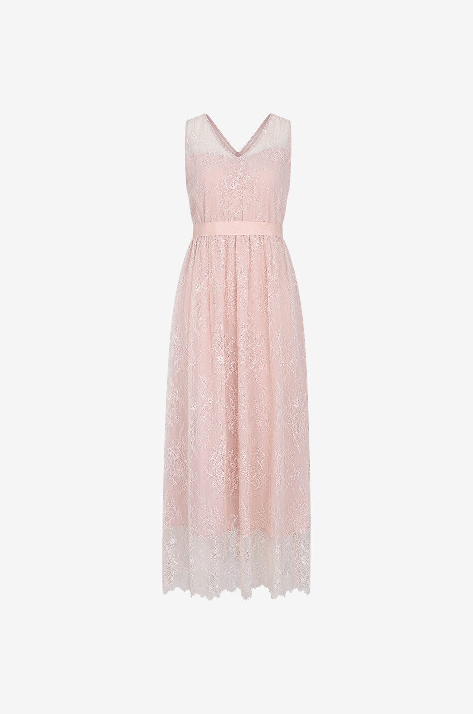 Robe longue sans manches en dentelle