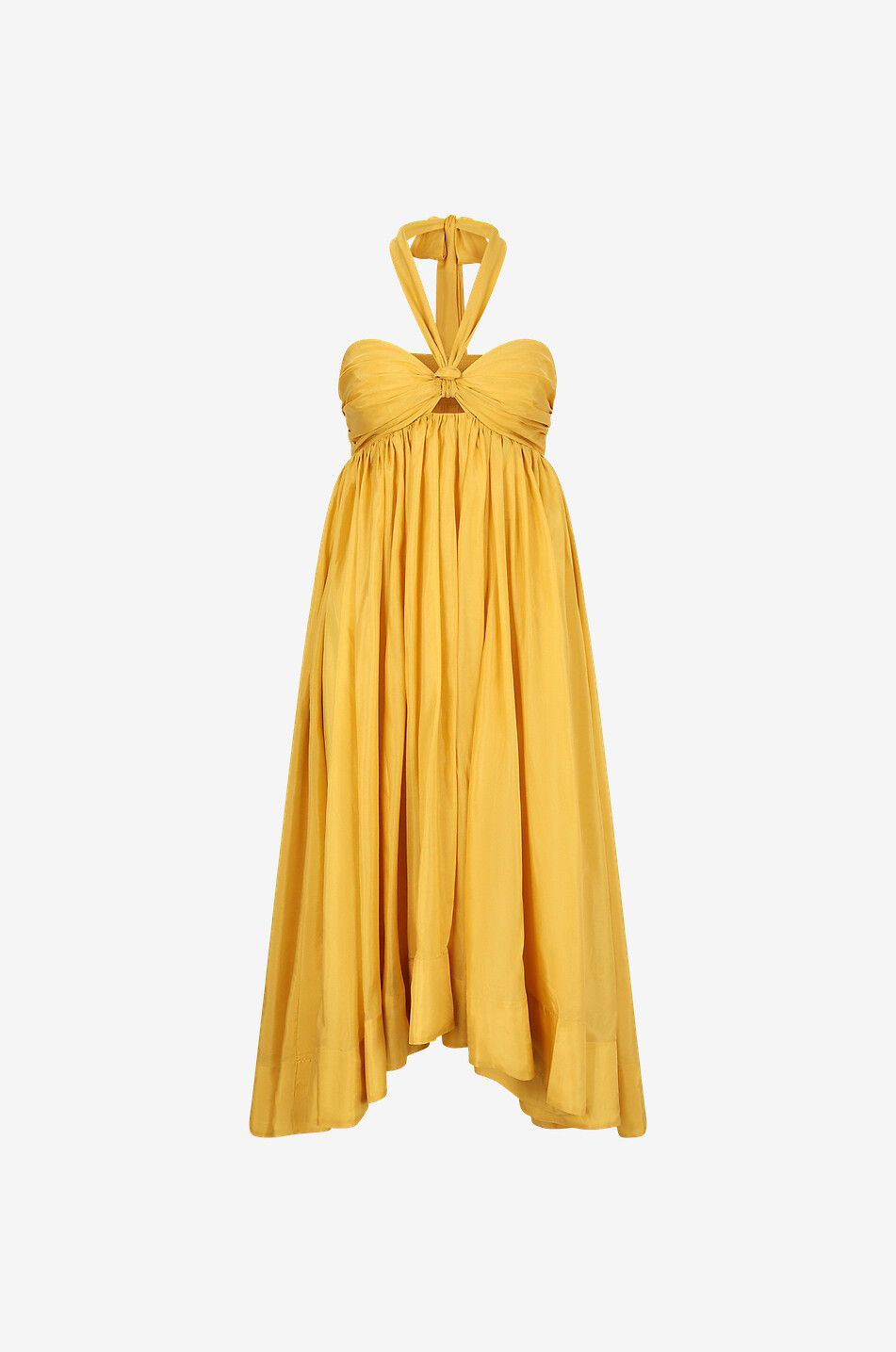 Asymmetrisches Neckholder-Kleid aus Seide Devi