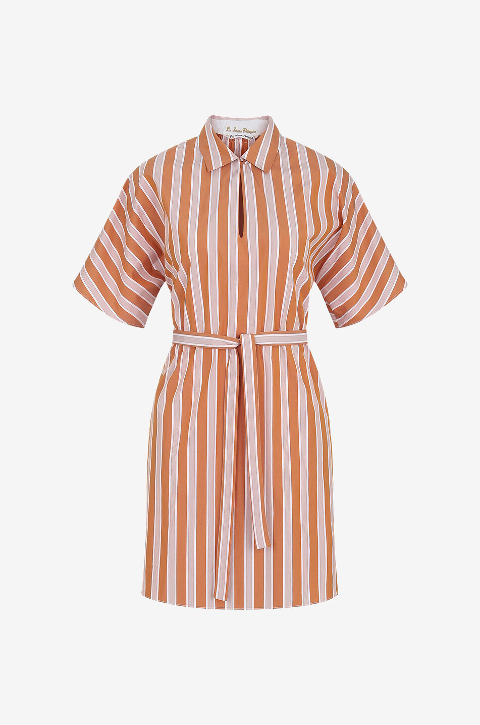 Cotton striped short shirt dress
