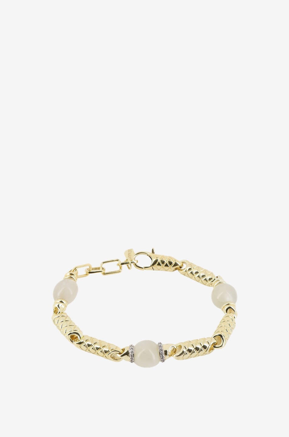 BE MAAD Oro chunky stone adorned bracelet Women EGGSHELL 1