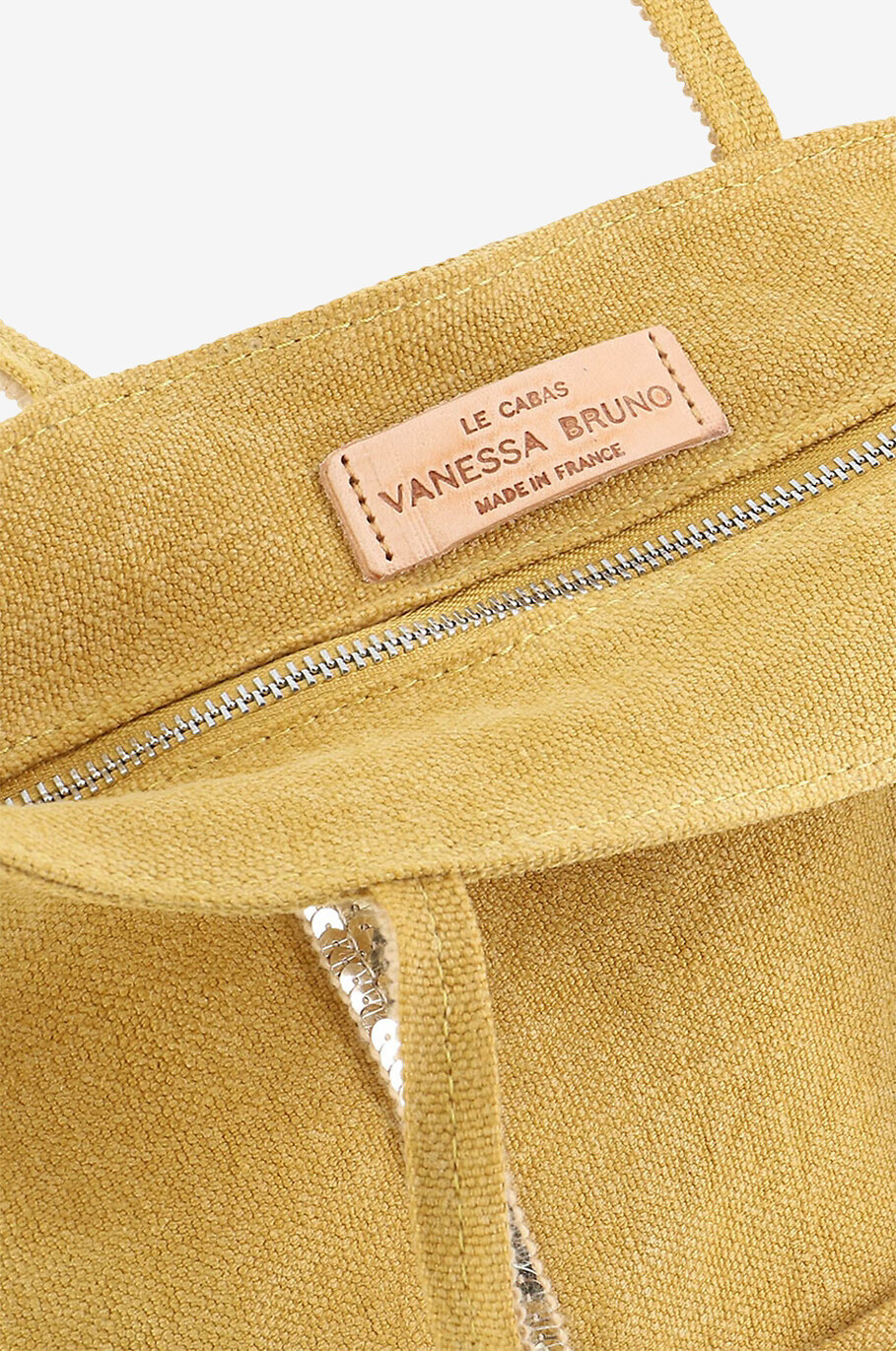 VANESSA BRUNO Sac cabas en toile de lin à sequins Petit Femme JAUNE FONCÉ 6