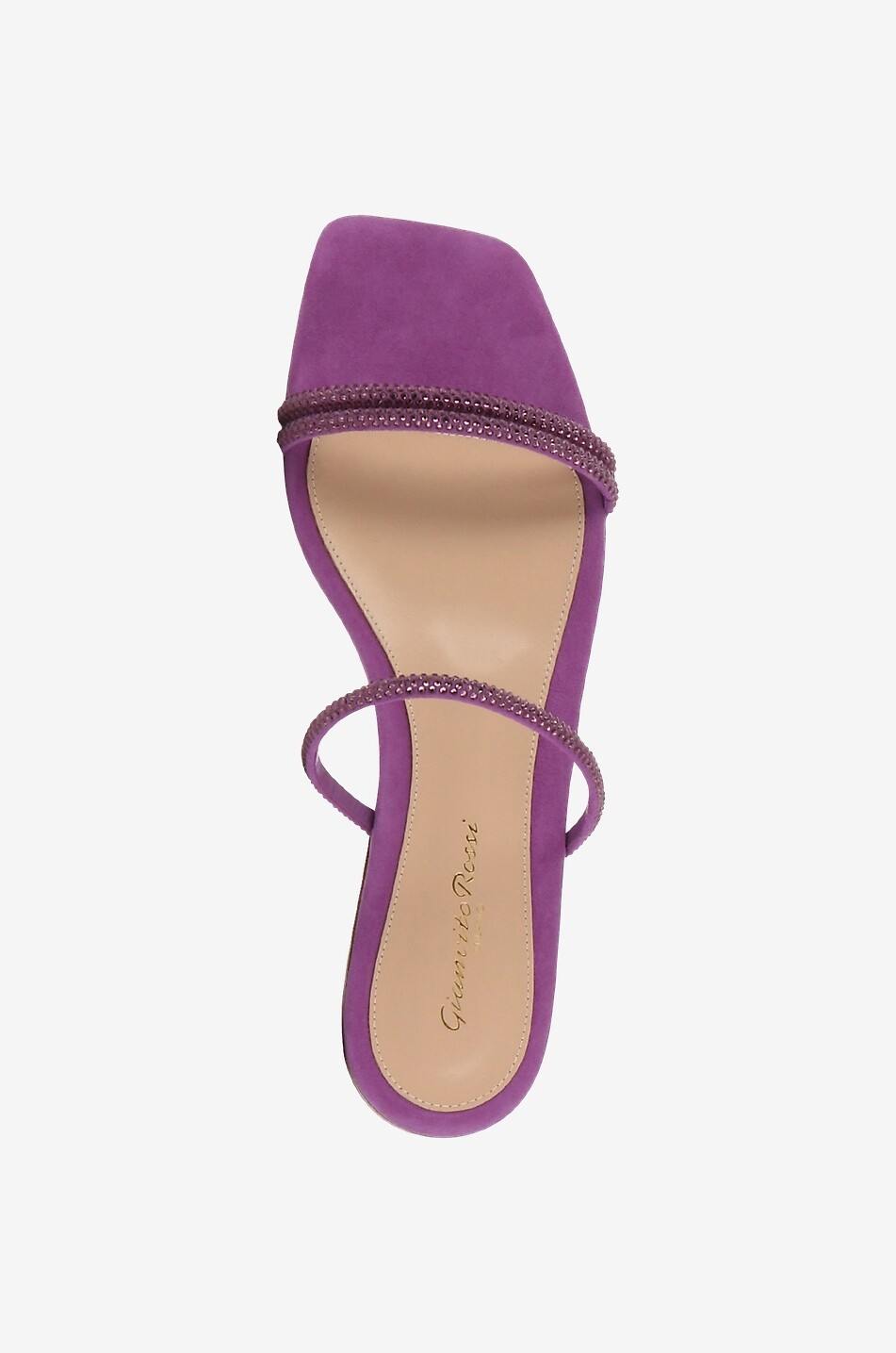 Flache Pantoletten aus Wildleder und Kristallen Cannes 05