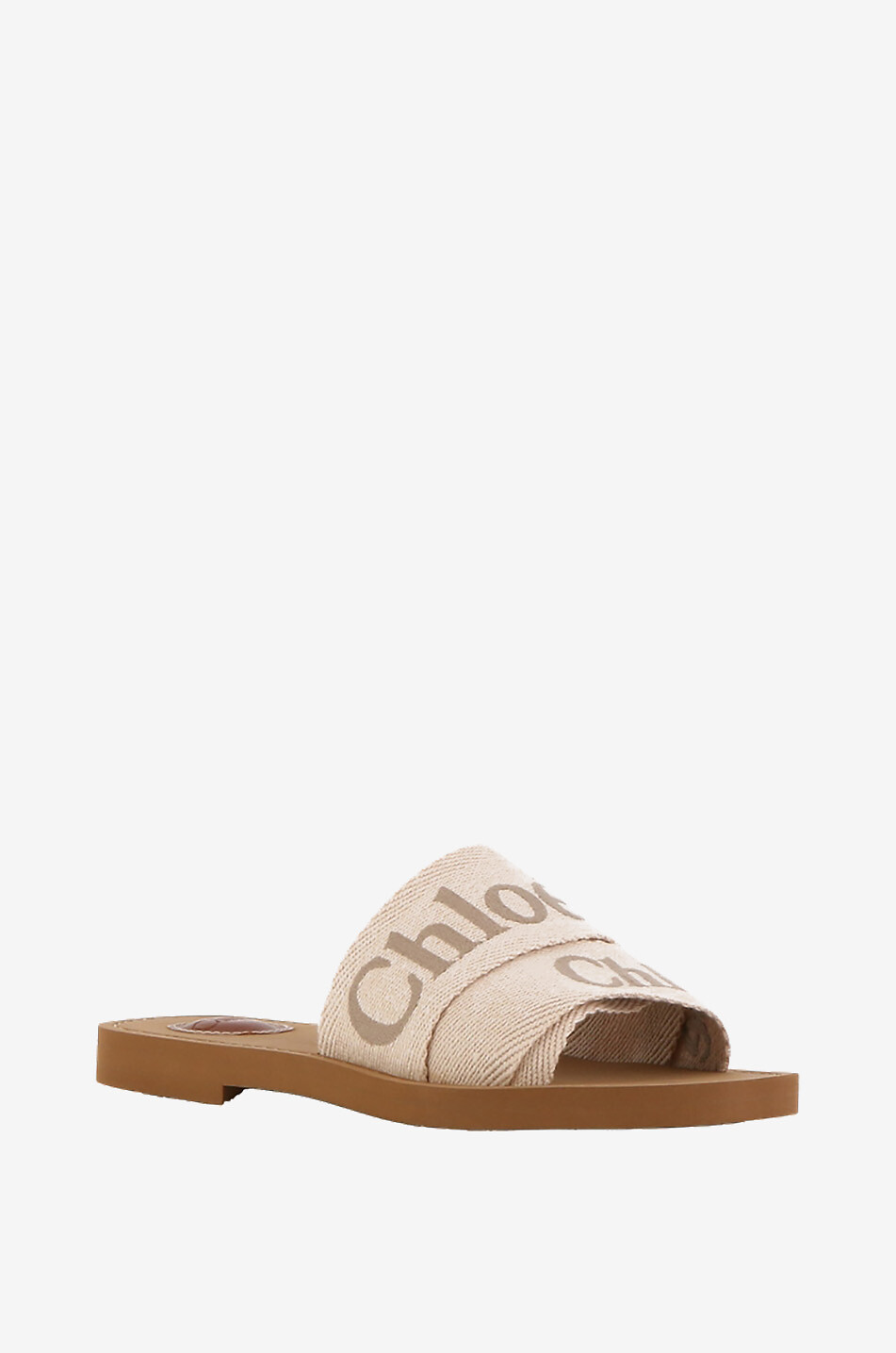 CHLOE Flache Pantoletten aus besticktem Leinen Woody Damen HELLROSA 1
