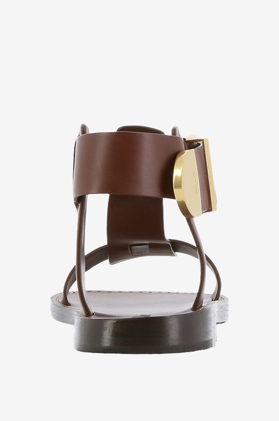 CHLOE Rebecca 10 flat smooth leather sandals Women BROWN 4