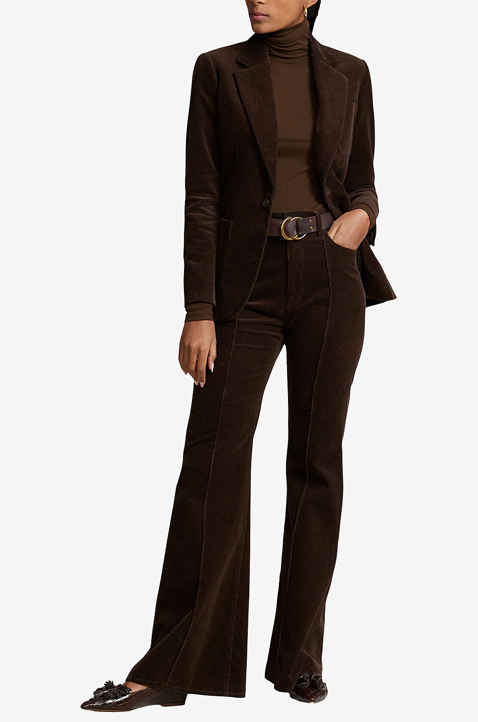 Enreihiger taillierter Cordsamt-Blazer