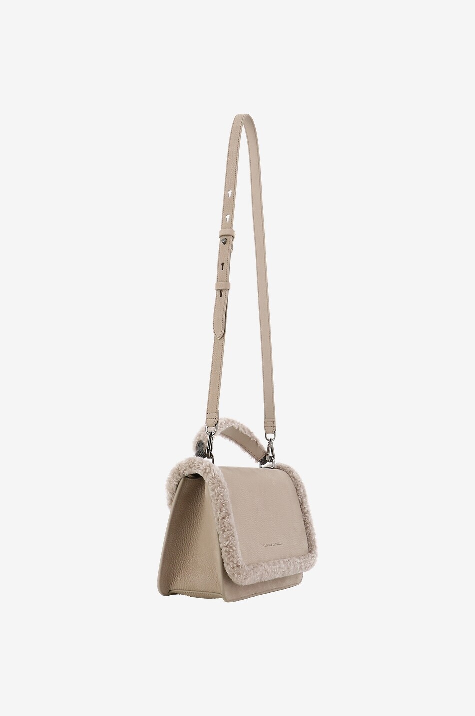 BRUNELLO CUCINELLI Handtasche aus Nubukleder und Shearling Damen MITTELGRAU 5