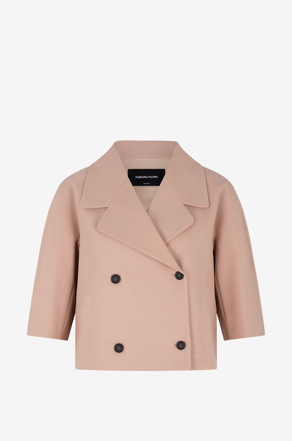 Boxy-Blazer aus Wolle mit Dreiviertelärmeln