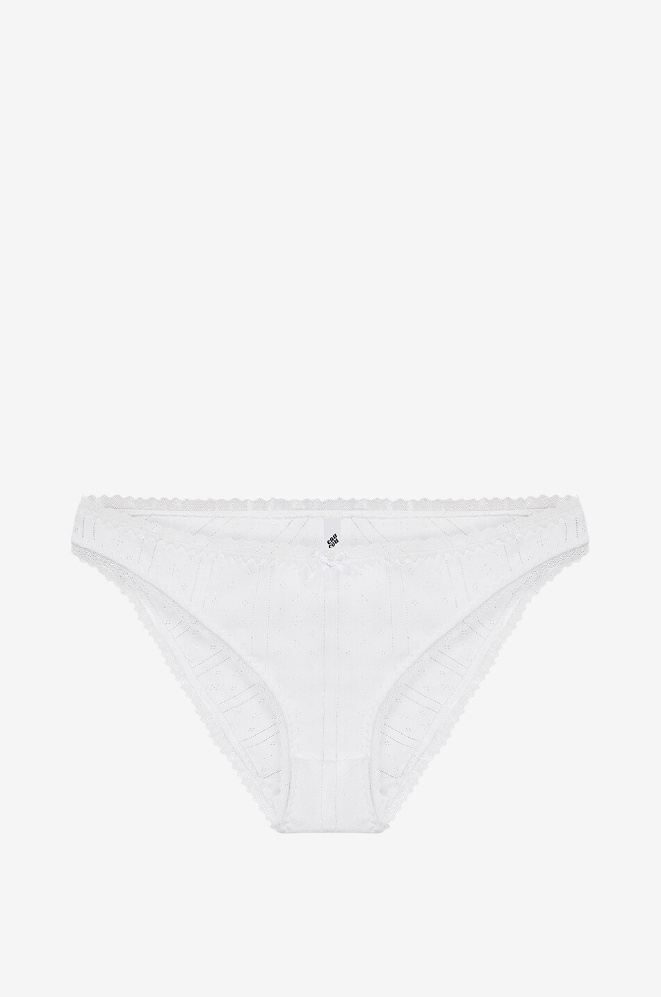 COU COU Culotte en coton bio et dentelle The Low Rise Pointelle Femme BLANC 1