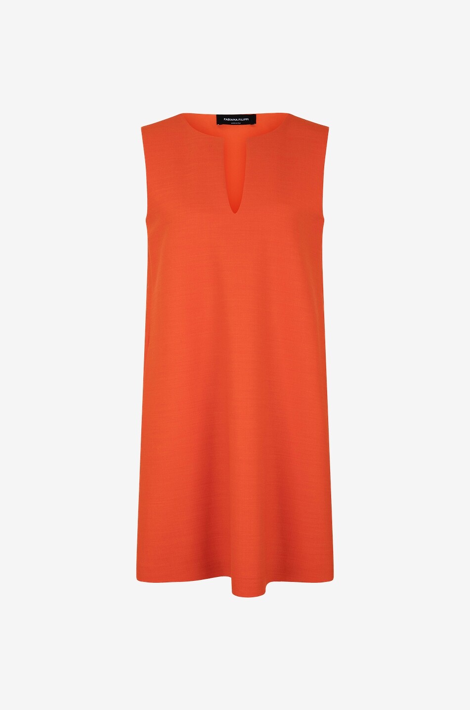 Mini robe trapèze sans manches en laine mélangée