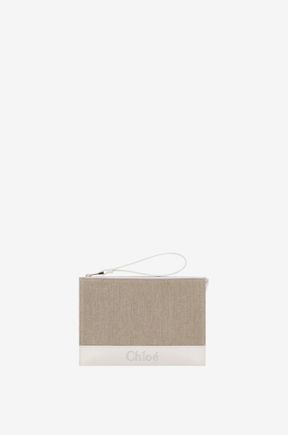 CHLOE Clutch aus Leinen und Leder Chloé Sense Damen WEISS 1