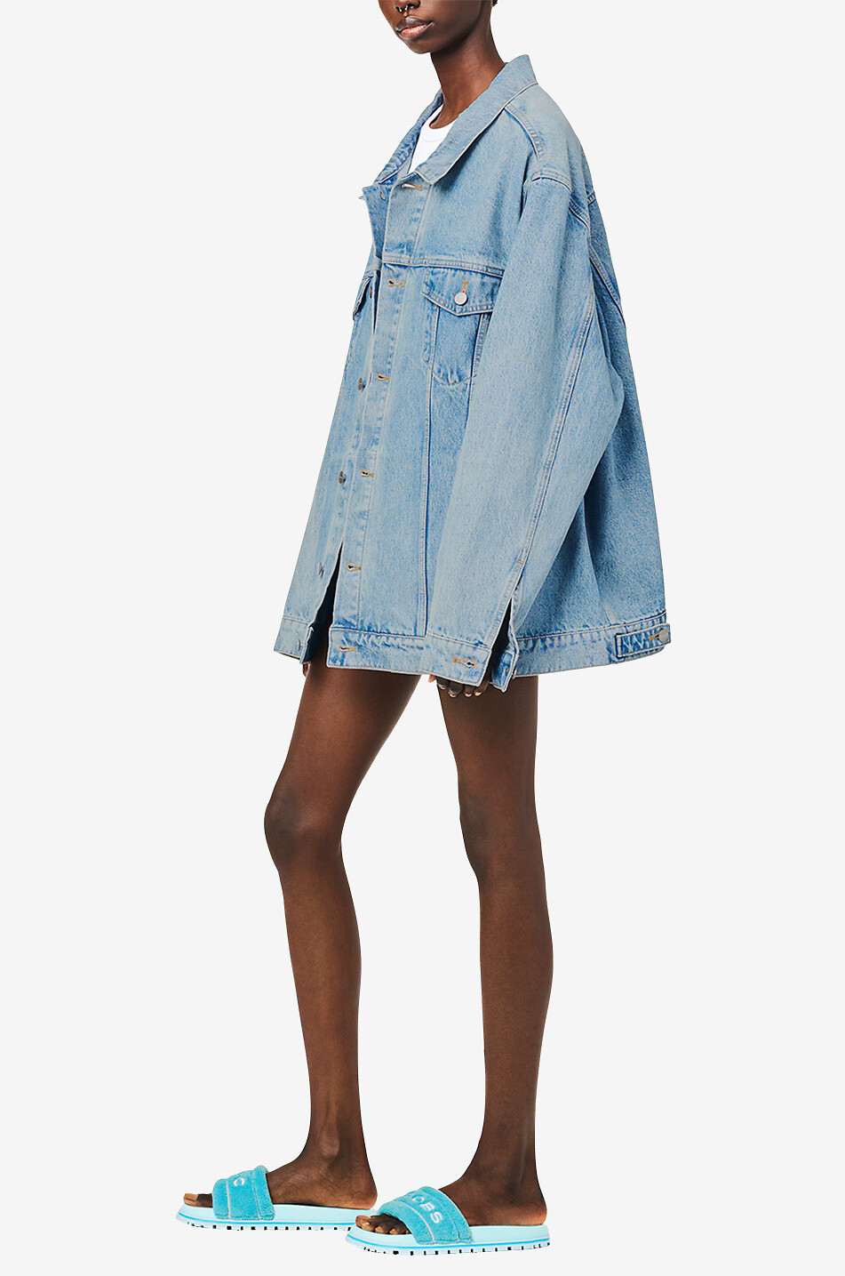 MARC JACOBS Mules plates en éponge brodées The Slide Femme BLEU 3