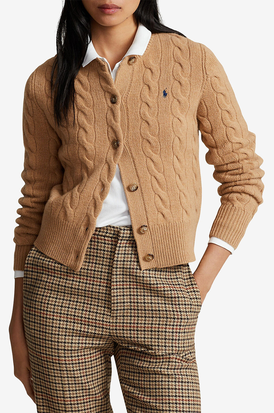 POLO RALPH LAUREN Cardigan en laine et cachemire torsadé Femme CAMEL 2