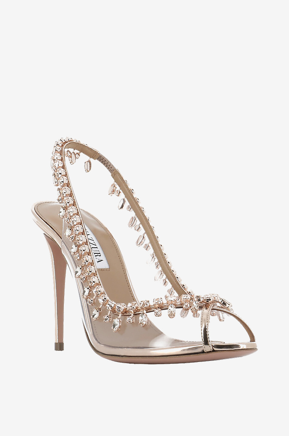 AQUAZZURA Temptation Crystal 105 plexiglass open-toe sandals Women GOLDEN 1