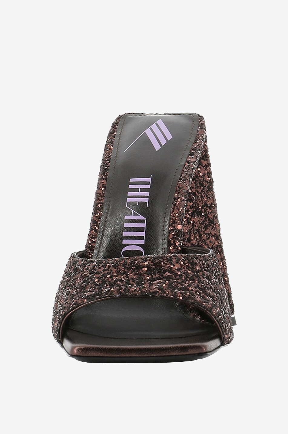 THE ATTICO Offene Glitter-Pantoletten Devon 115 Damen BRAUN 2