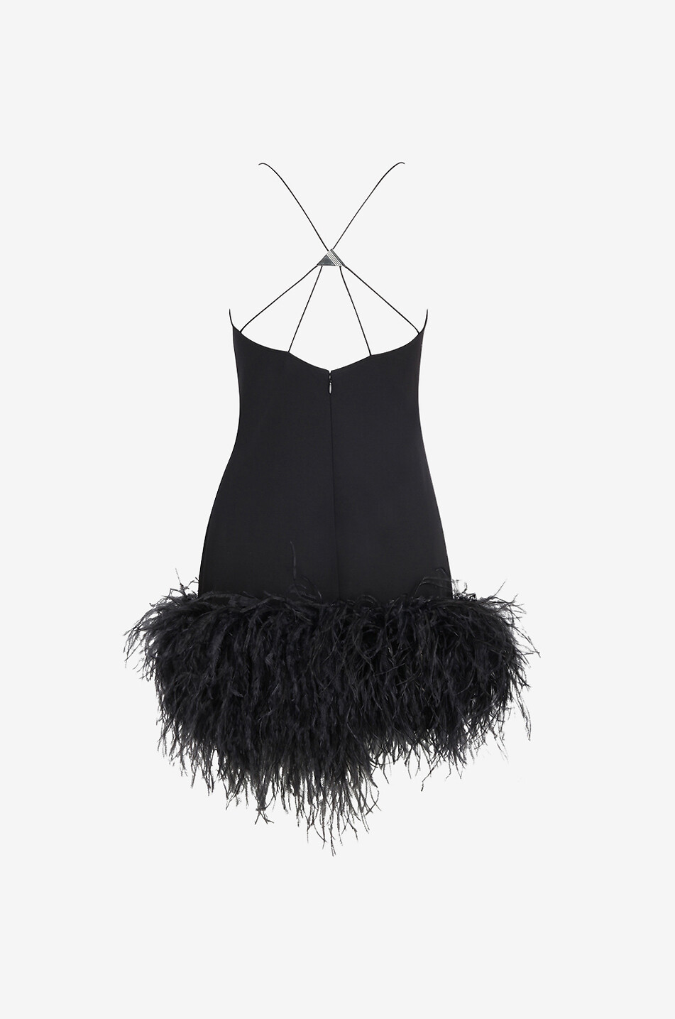 THE ATTICO Fujiko mini dress in jersey and feathers Women BLACK 2