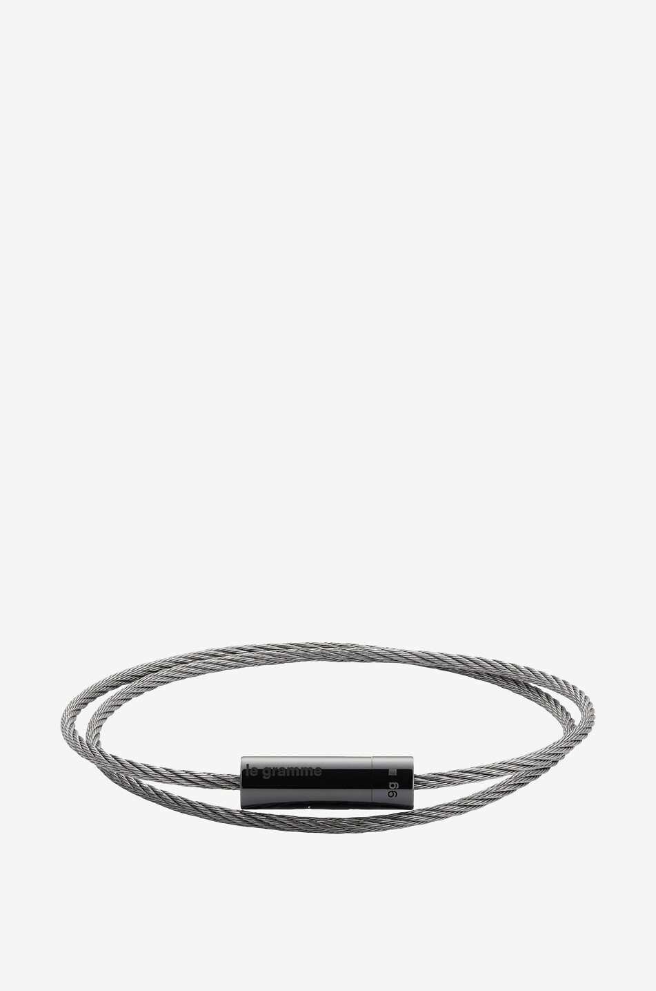 Câble Double Tour Le 7 g double cable bracelet in polished silver and ceramic