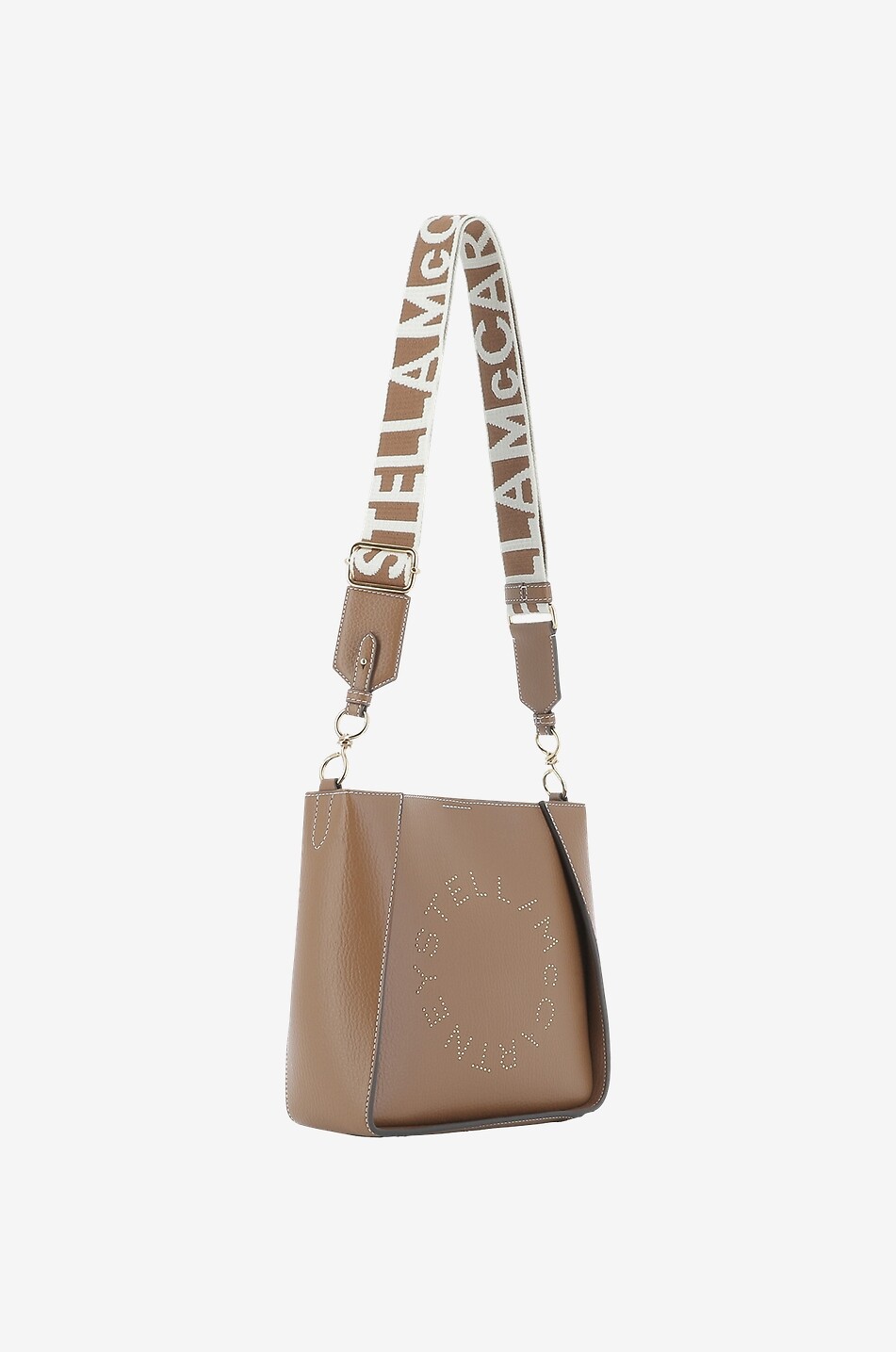 STELLA McCARTNEY Sac porté croisé en cuir synthétique grainé clouté Stella Logo Small Femme MARRON 2