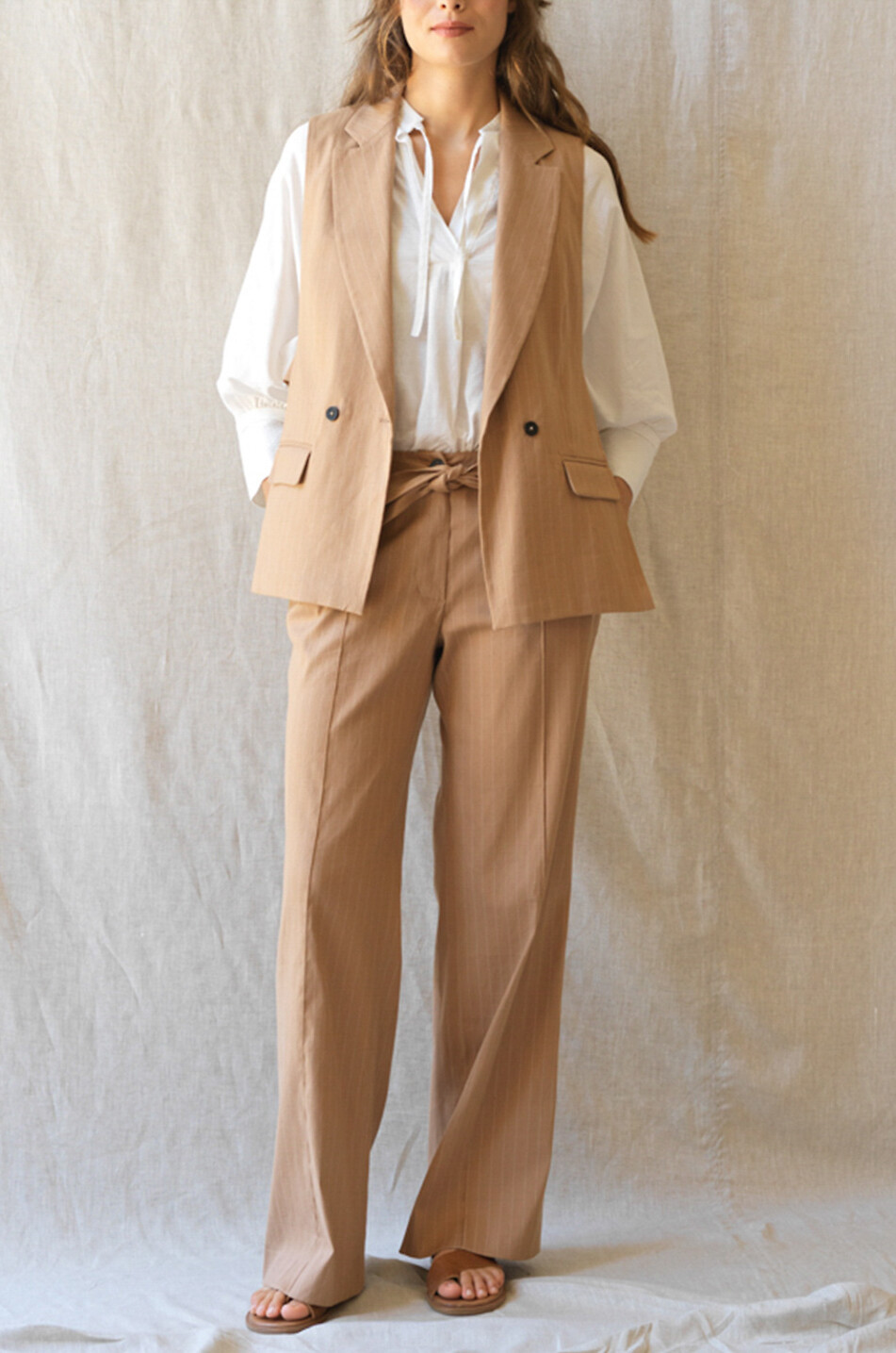 Toni linen and viscose wide-leg trousers
