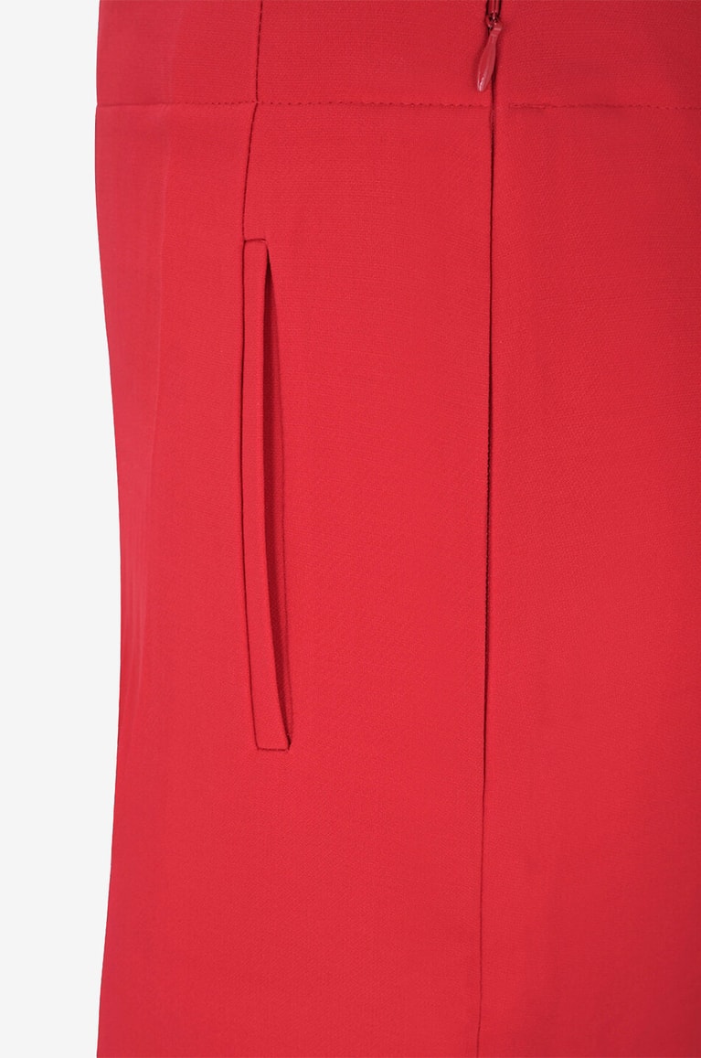ROLAND MOURET Wide-leg high-rise wool and silk trousers Women RED 3