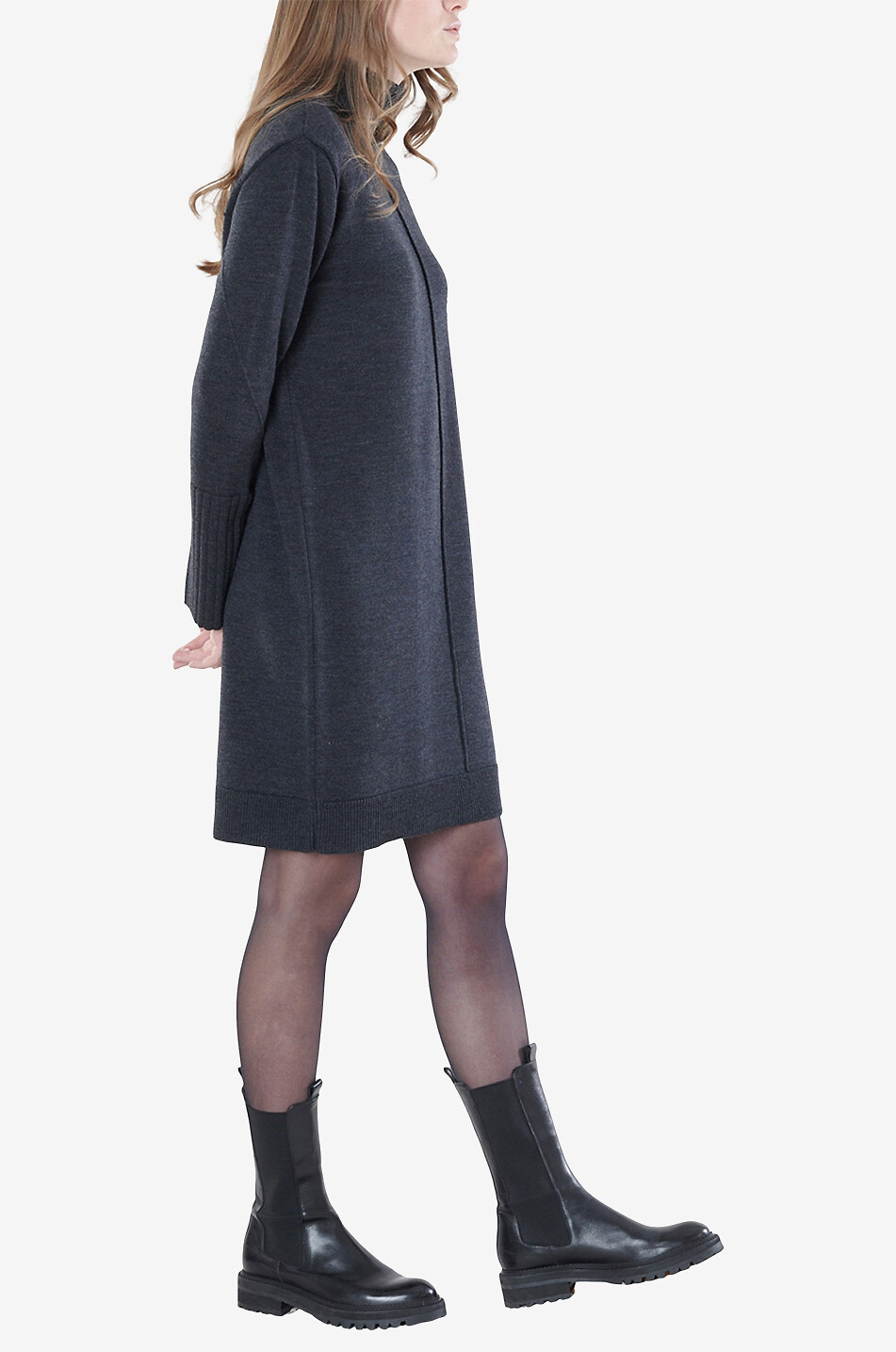 HANA SAN Robe pull courte en laine mérinos Lotta Femme GRIS FONCÉ 4