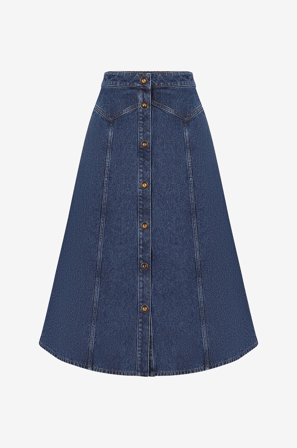 Jupe midi évasé en denim recyclé