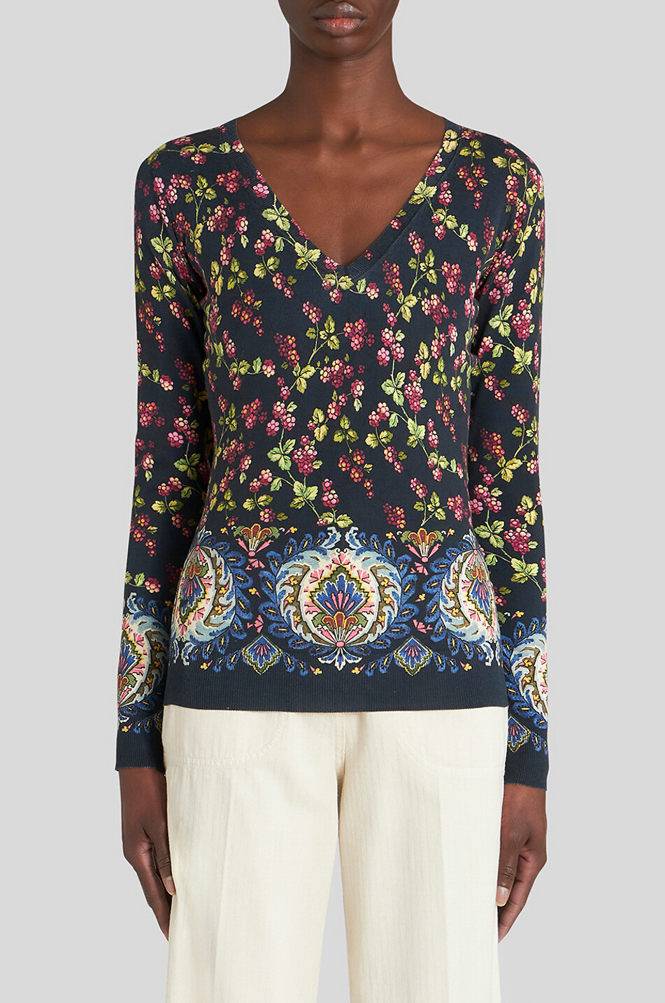 Pull ajusté à col V Berries