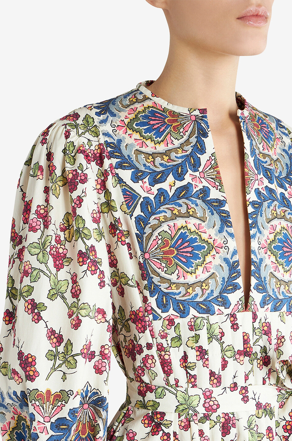 ETRO Robe midi en sergé de coton Berries Femme BLANC 5