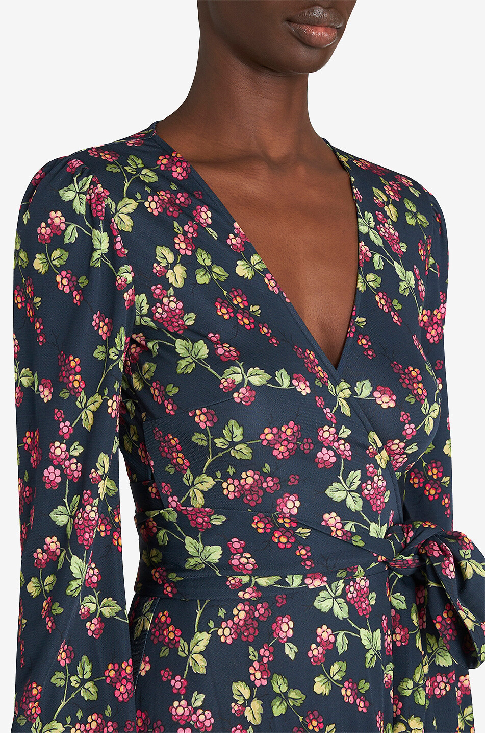 Robe midi portefeuille en jersey Berries