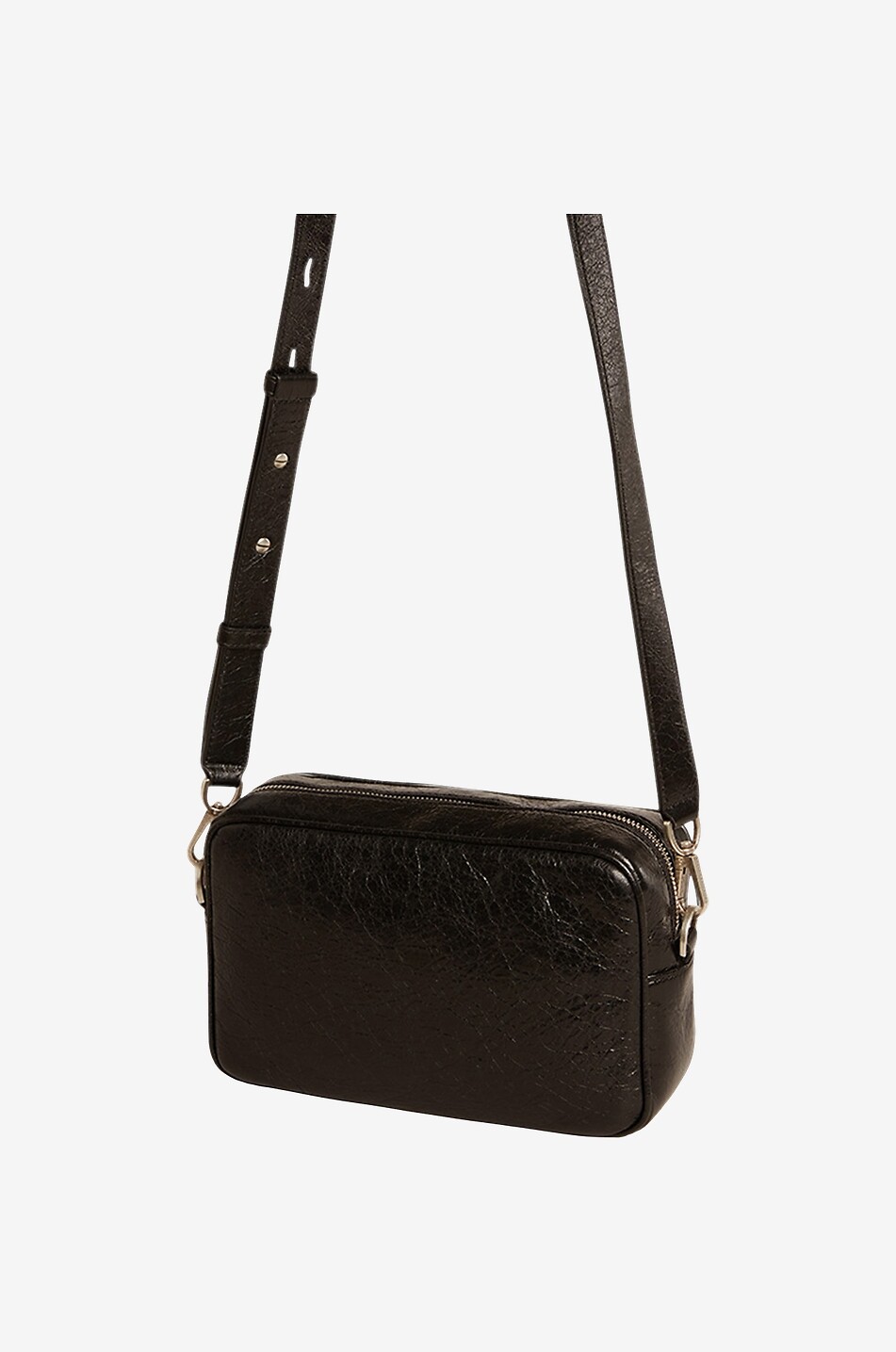 GOLDEN GOOSE Large Star crinkle effect leather camera bag Women BLACK 4
